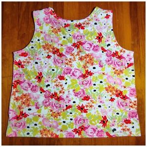 Woman 2X Floral Print Sleeveless Tank‎ Top Casual Allyson Whitmore romantic fun